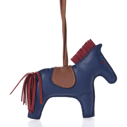 Hermes Milo Lambskin Grigri Rodeo Bag Charm PM Bleu de Malte Rubis Fauve 3 of 7