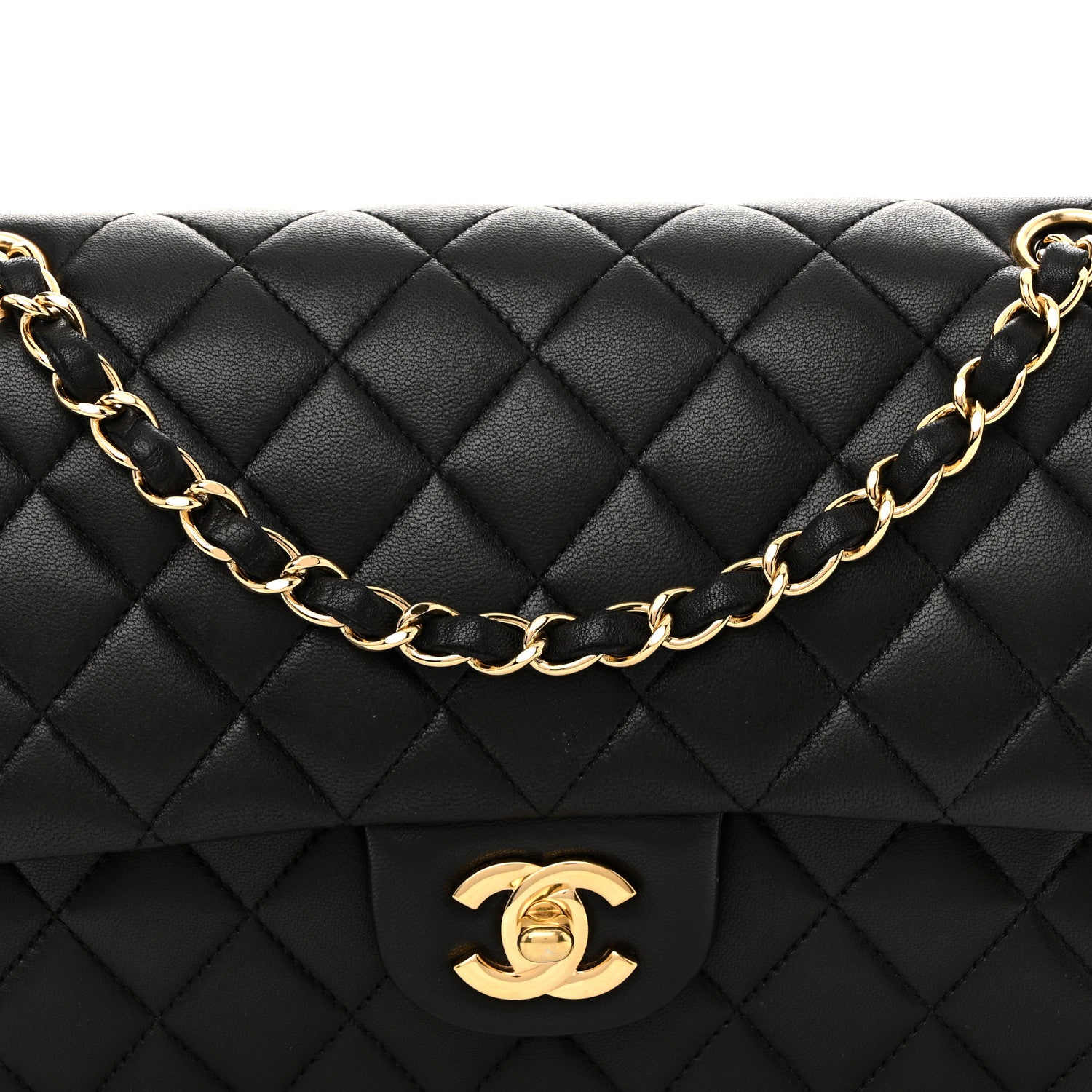 Chanel Lambskin Quilted Medium Double Flap Black 8 of 18