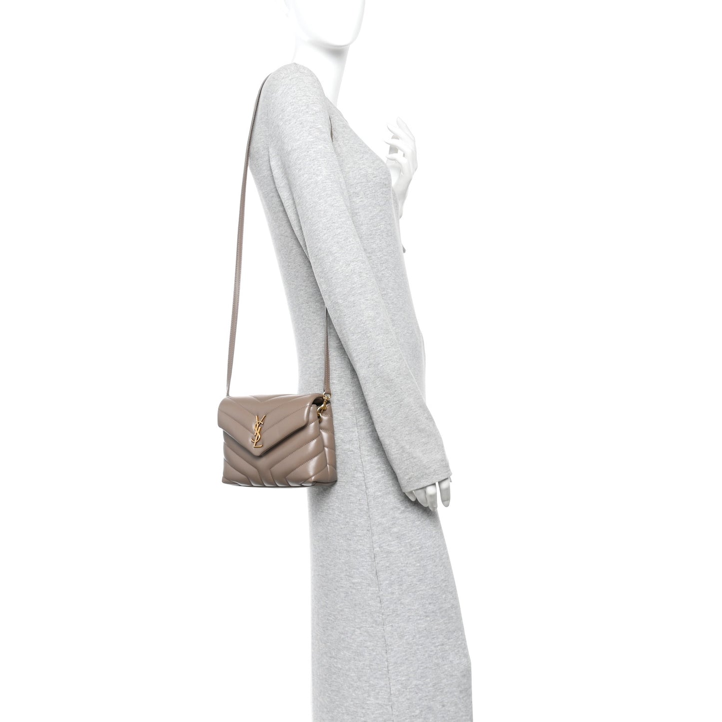 Calfskin Y Quilted Monogram Toy Loulou Crossbody Bag Taupe