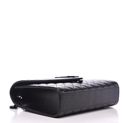 Saint Laurent Grain De Poudre Textured Mixed Matelasse Triquilt Medium Monogram Satchel Black 4 of 10
