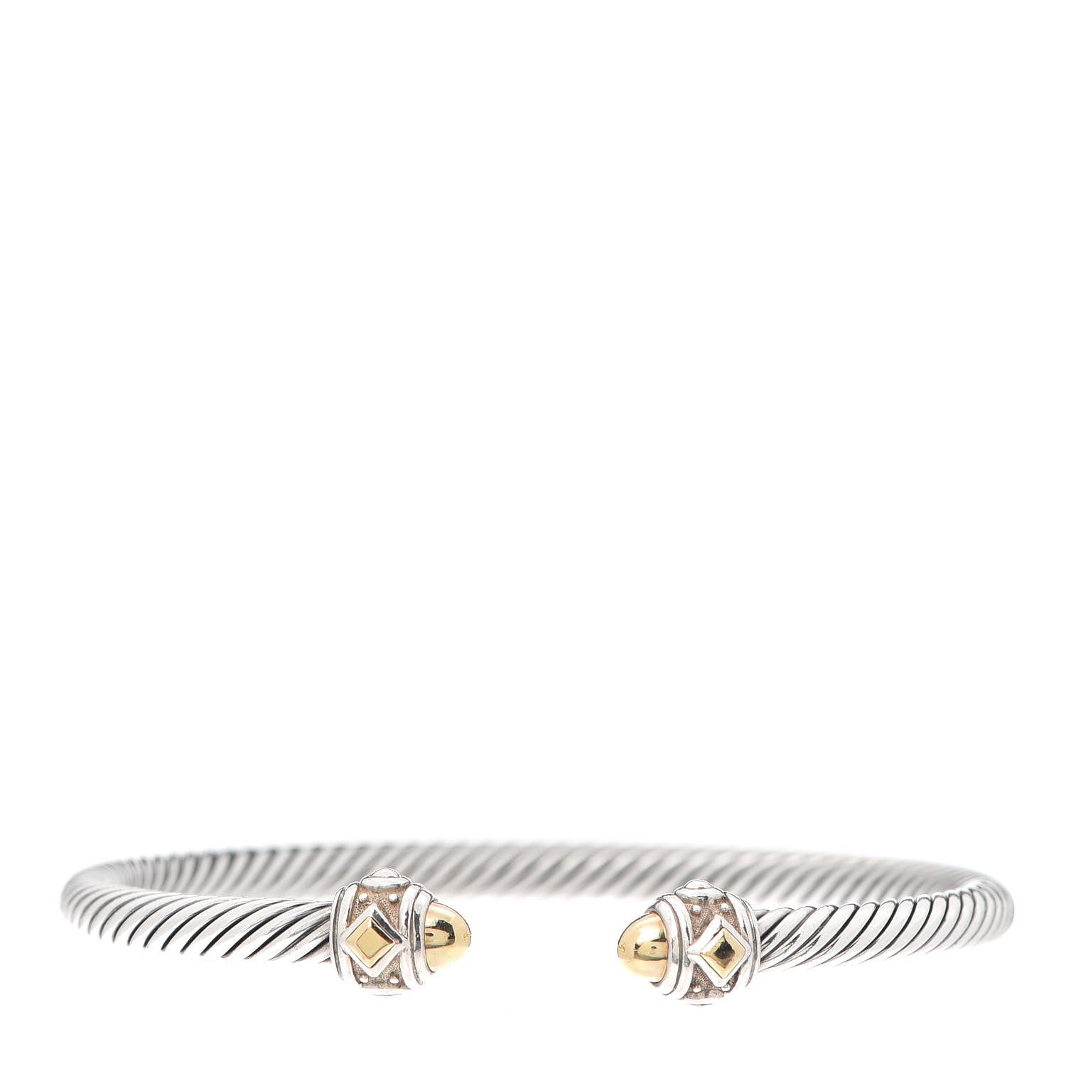David Yurman Sterling Silver 18K Yellow Gold 3.5mm Cable Renaissance Bracelet 1 of 4