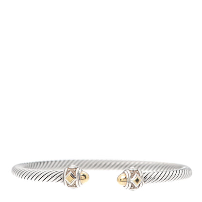 David Yurman Sterling Silver 18K Yellow Gold 3.5mm Cable Renaissance Bracelet 1 of 4