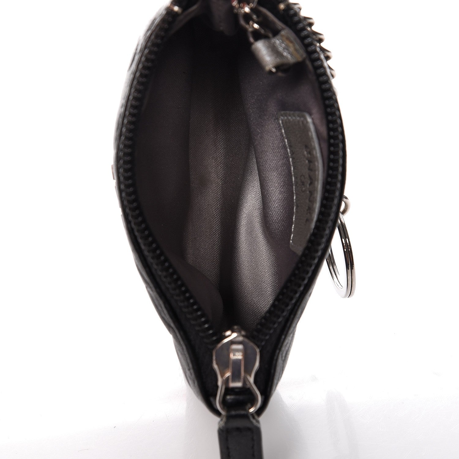 Chanel Lambskin Camellia Embossed Key Holder Case Black 5 of 8