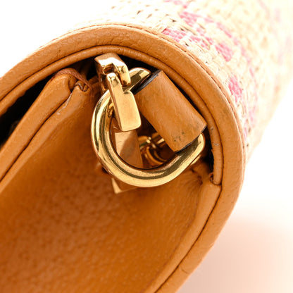 Gucci Raffia Textured Dollar Calfskin GG Monogram Web Small Horsebit 1955 Crossbody Bag Natural Bright Hibiscus Sun Oil 11 of 12