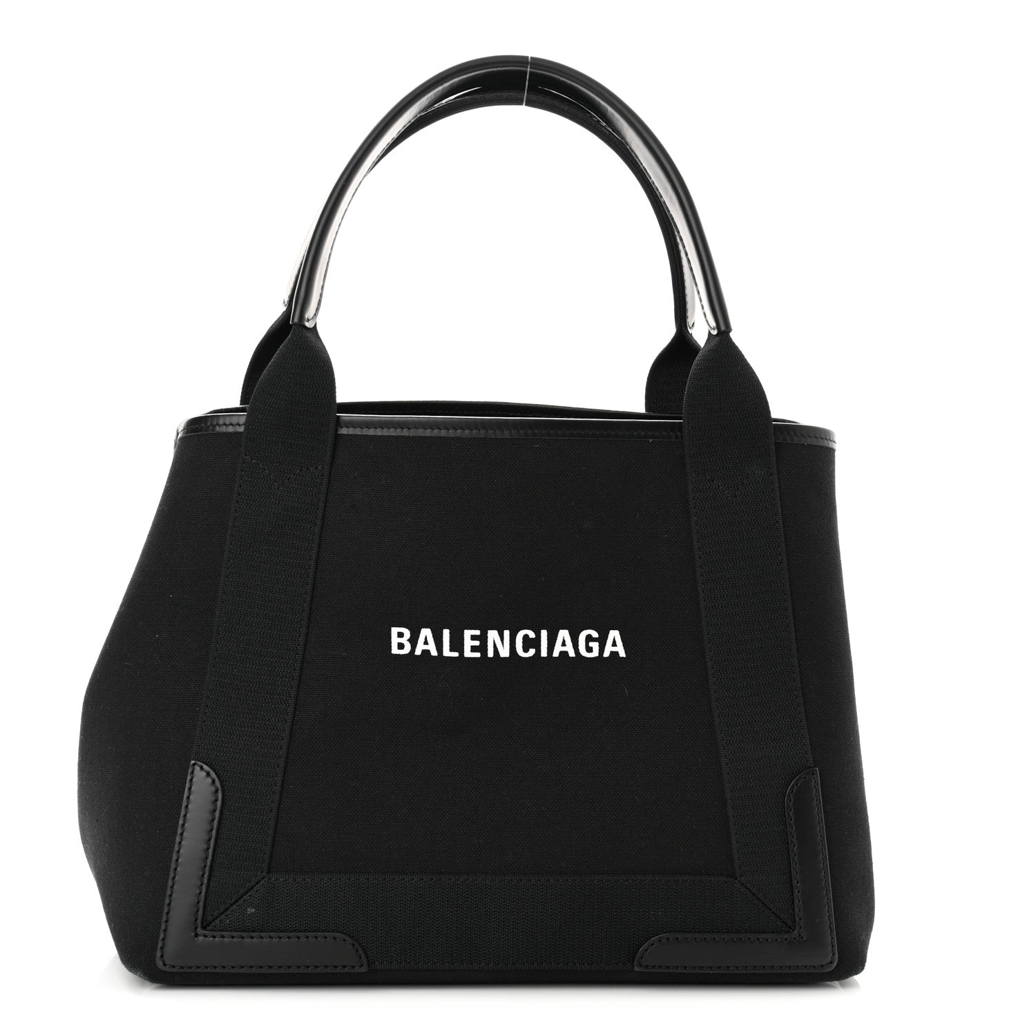Balenciaga Cotton Canvas Calfskin S Navy Cabas Black 3 of 11