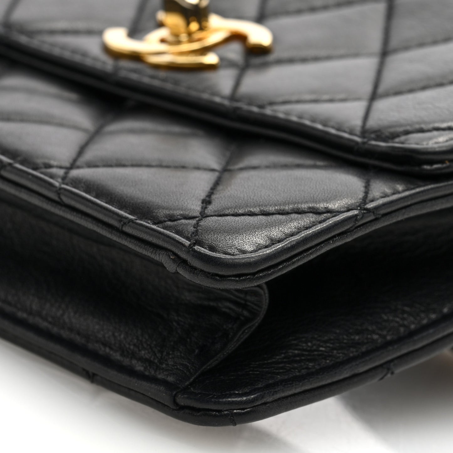 Lambskin Quilted Flap Waist Belt Bag 65 26 Black