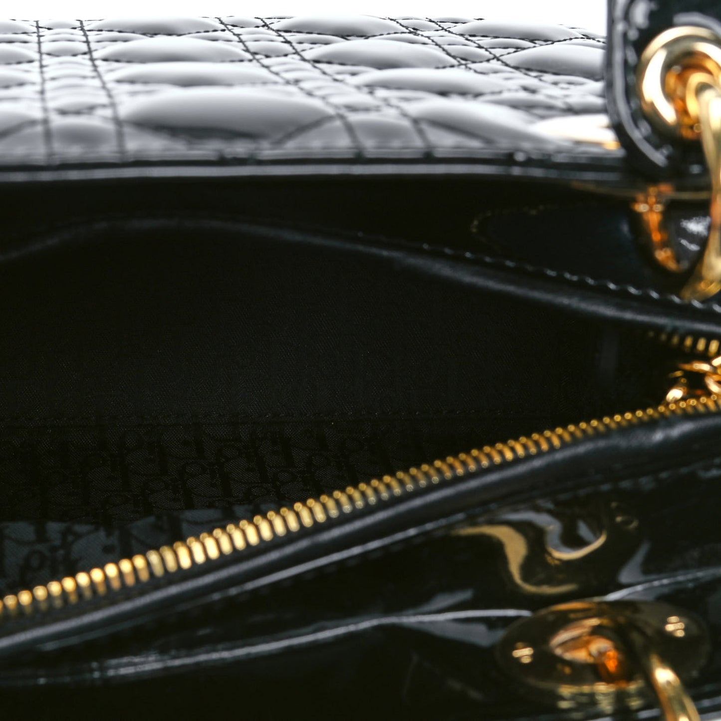 Patent Cannage Medium Lady Dior Black