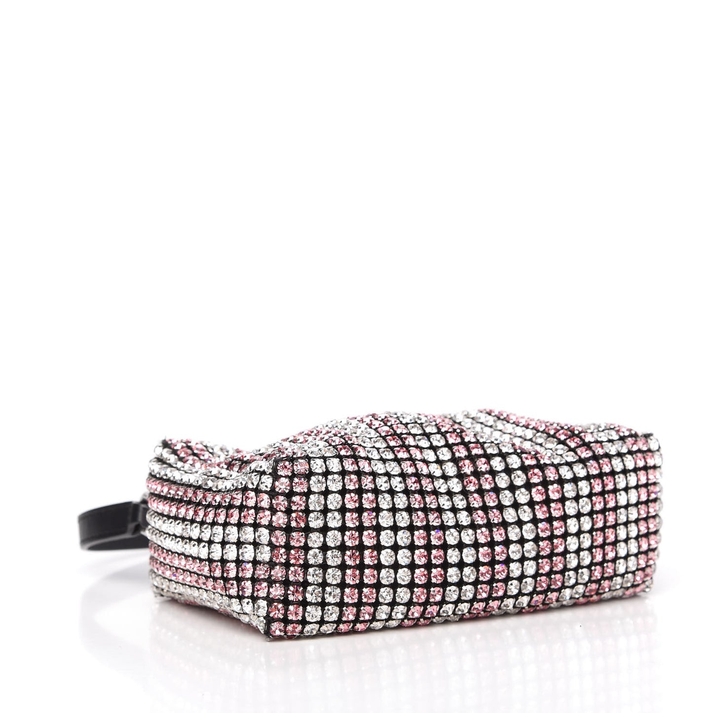 Mesh Crystal Rhinestone Mini Heiress Pouch Pink Silver