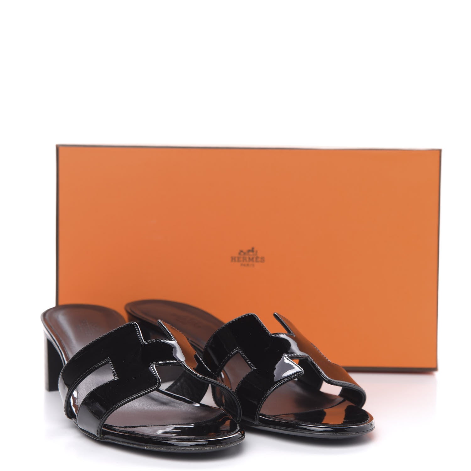 Hermes Patent Oasis Sandals 40 Black 8 of 8