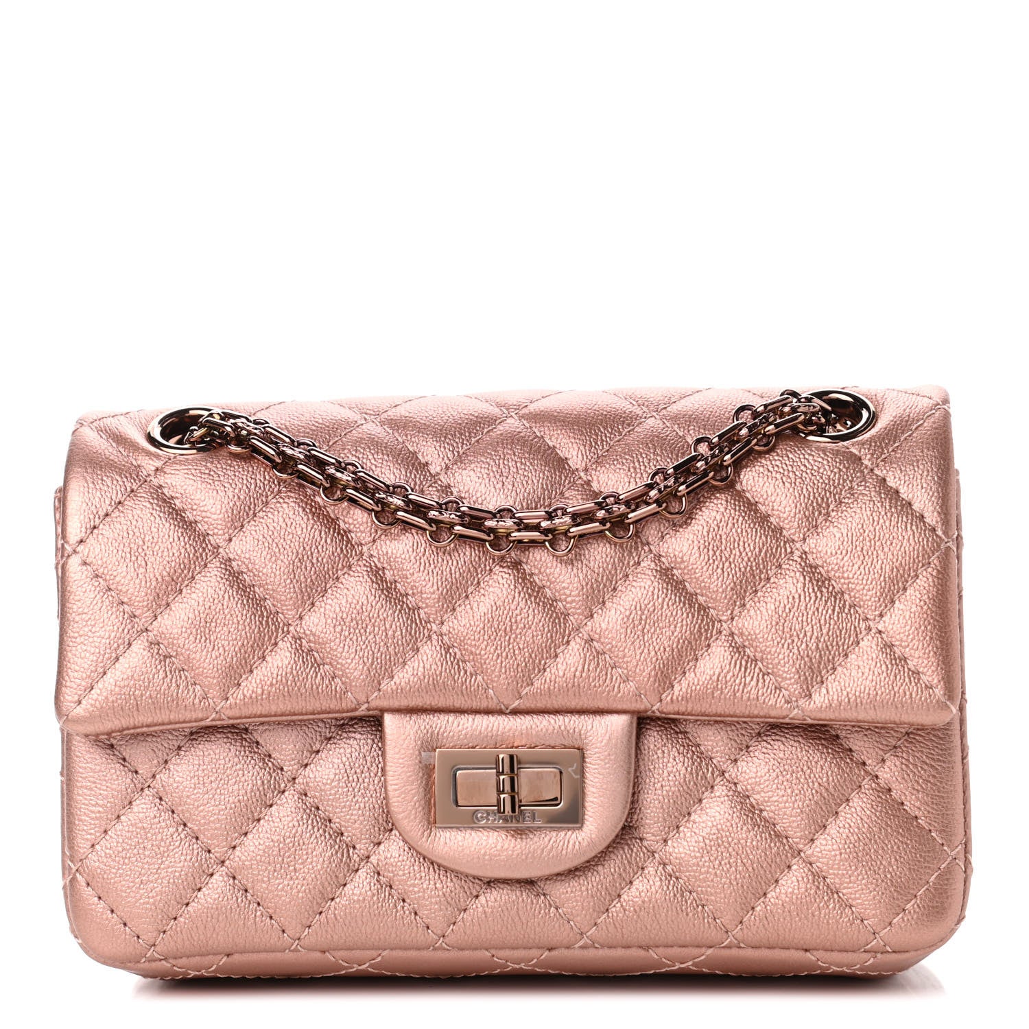 Chanel Metallic Grained Calfskin Quilted 2.55 Reissue Mini Flap Copper Pink 1 of 4