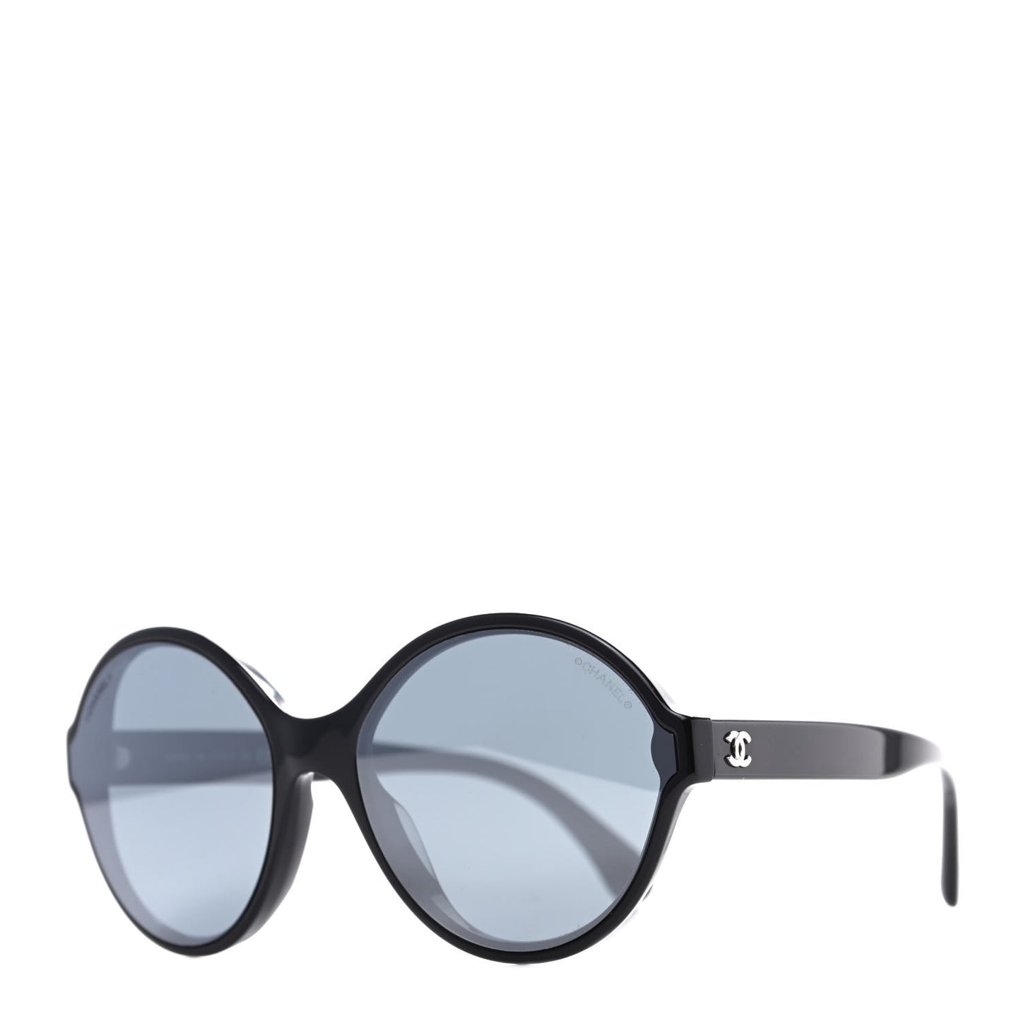 Acetate Mirrored Round Sunglasses 5837 Black