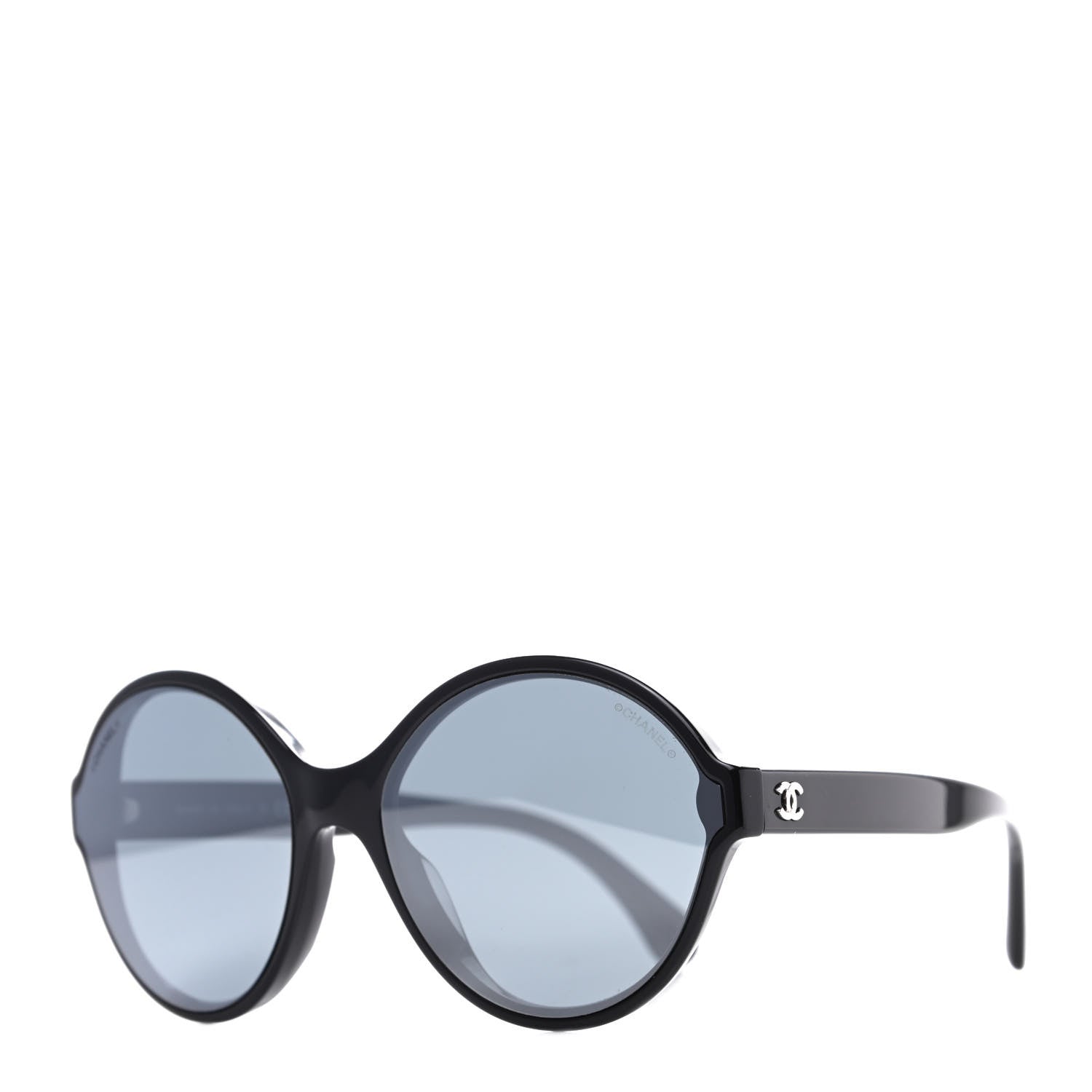 Chanel Acetate Mirrored Round Sunglasses 5837 Black 1 of 8