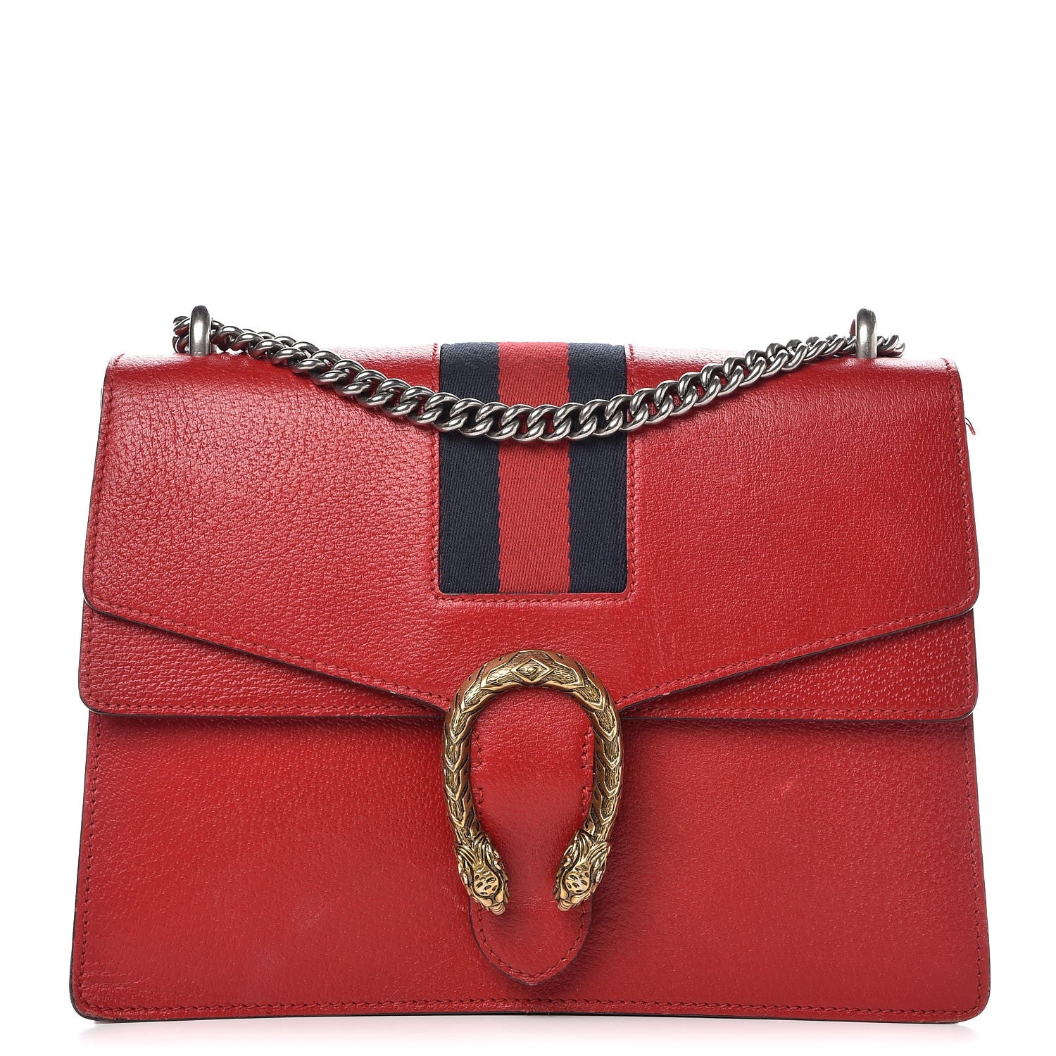 Gucci Textured Calfskin Web Medium Dionysus Shoulder Bag Hibiscus Red 1 of 18