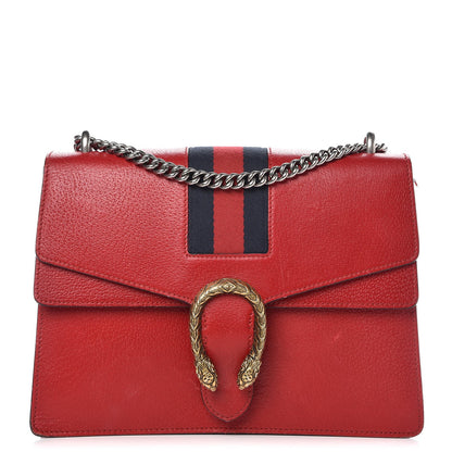 Gucci Textured Calfskin Web Medium Dionysus Shoulder Bag Hibiscus Red 1 of 18
