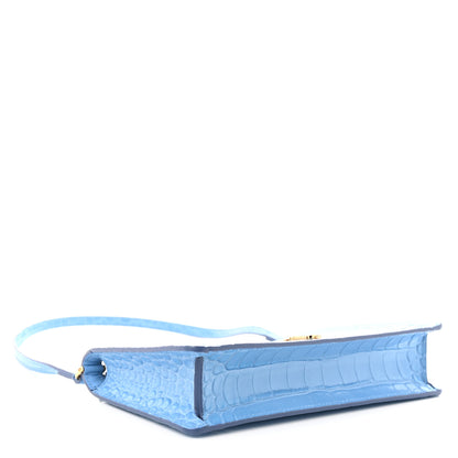 Burberry Crocodile Embossed Mini TB Shoulder Bag Blue 4 of 9