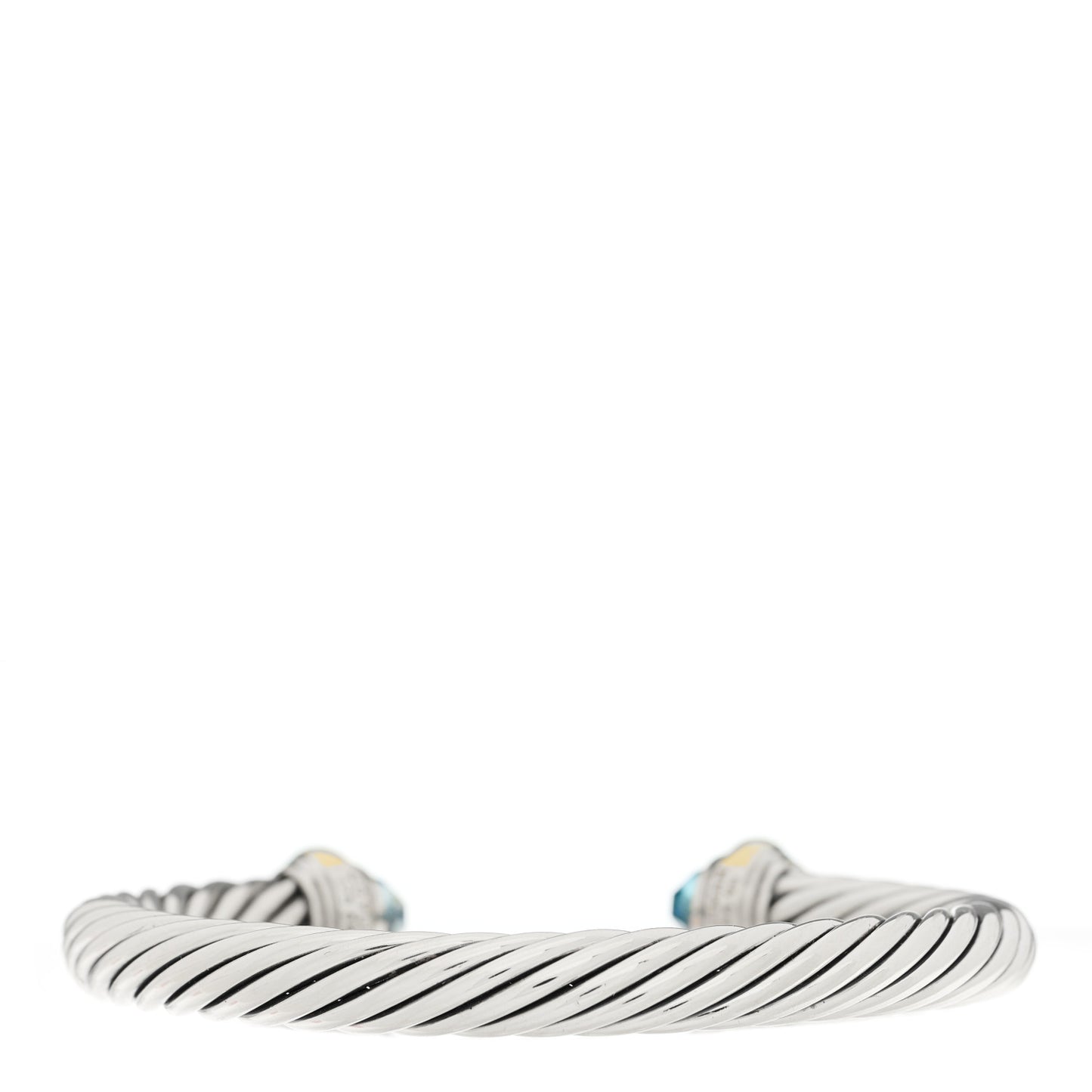Sterling Silver 14K Yellow Gold Blue Topaz 7mm Cable Classics Bracelet