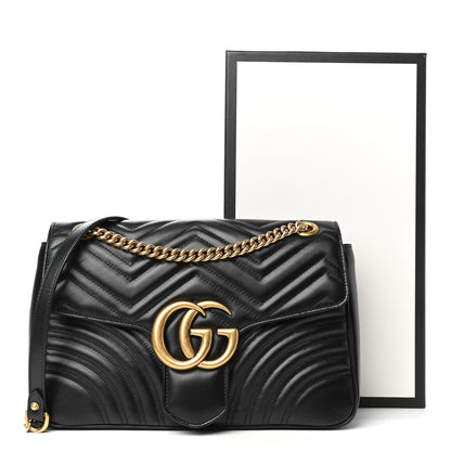 Gucci Calfskin Matelasse Medium GG Marmont Shoulder Bag Black 10 of 10