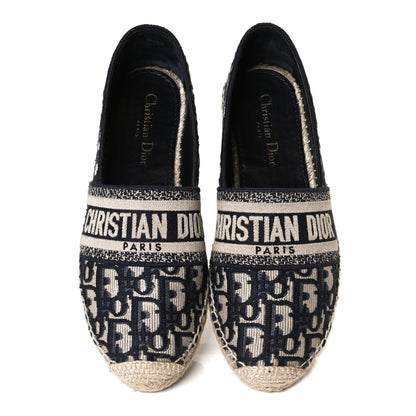 Christian Dior Oblique Embroidered Granville 15mm Espadrilles 38.5 Deep Blue 5 of 11