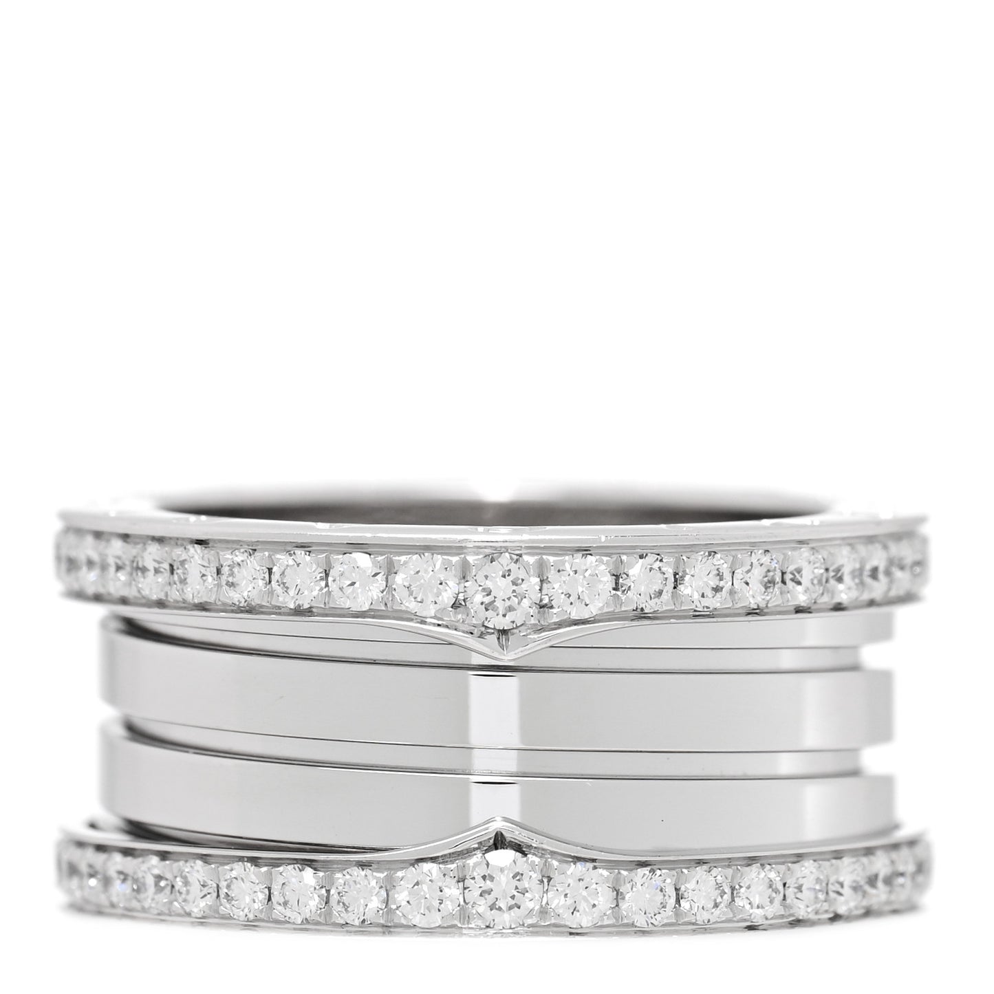 18K White Gold Diamond B.Zero1 Four-Band Pave Ring 56 7.5