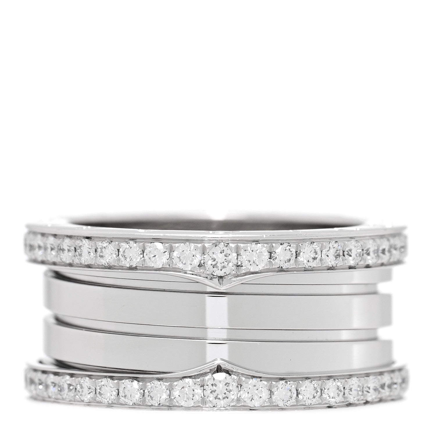 Bulgari 18K White Gold Diamond B.Zero1 Four-Band Pave Ring 56 7.5 3 of 5
