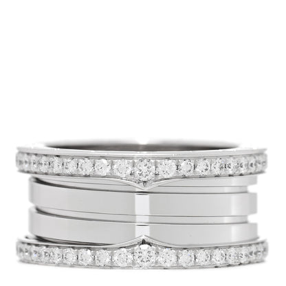 Bulgari 18K White Gold Diamond B.Zero1 Four-Band Pave Ring 56 7.5 3 of 5
