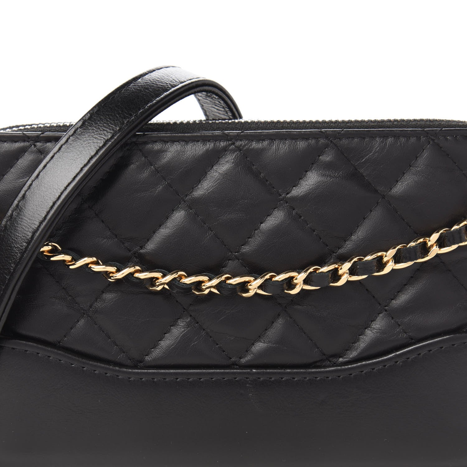 Chanel Aged Calfskin Quilted Small Gabrielle Clutch With Chain Black 11 of 11