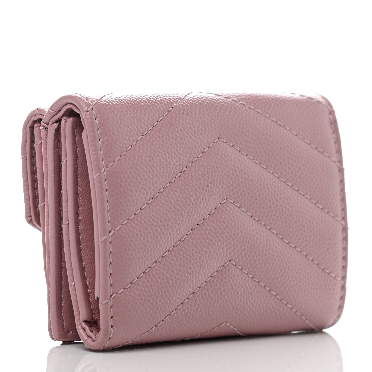 Saint Laurent Grain De Poudre Matelasse Chevron Monogram Tiny Wallet Tender Pink 3 of 8