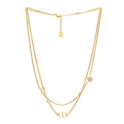 Christian Dior Metal Crystal Petit CD Double Necklace Gold 3 of 6