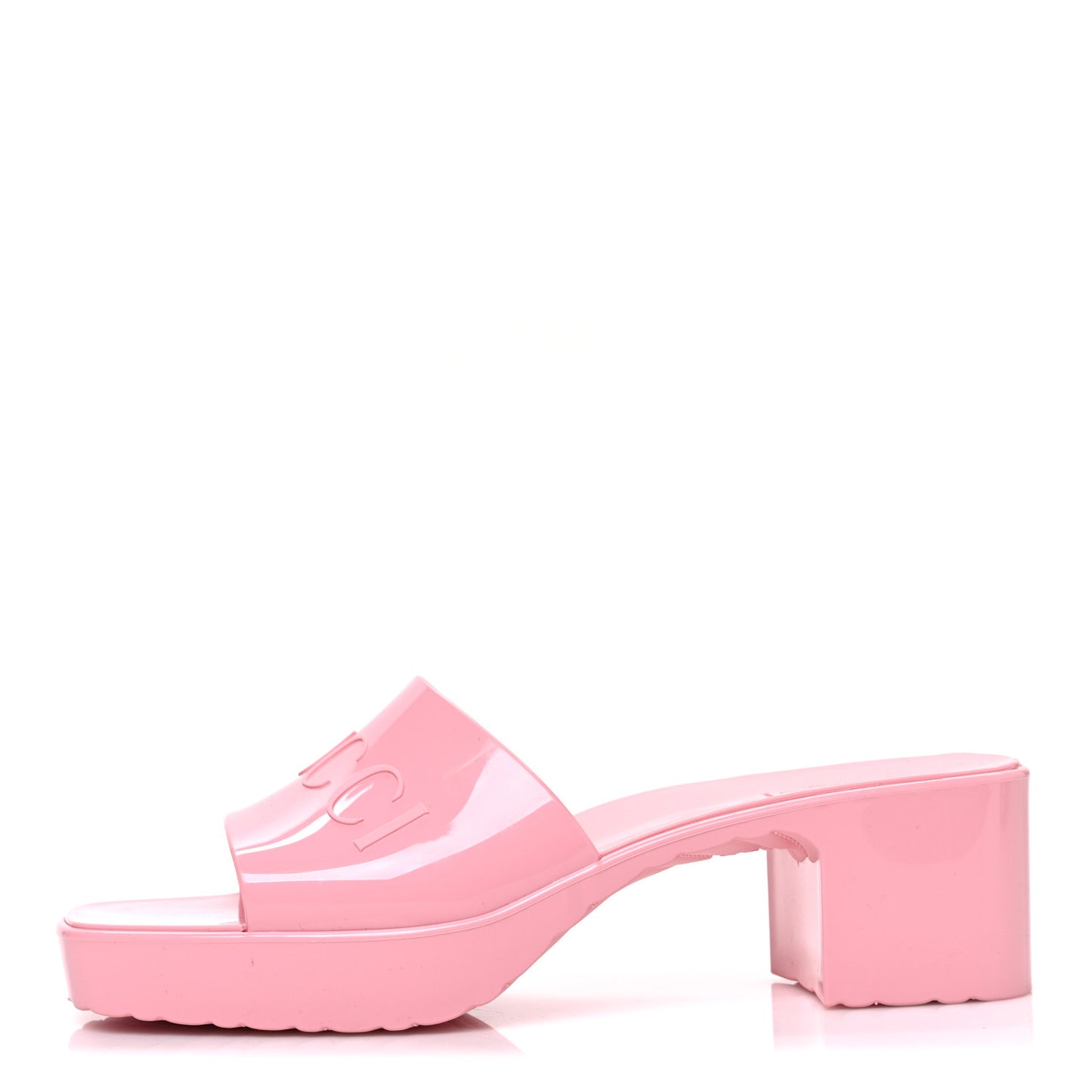 Rubber Gucci Logo Womens Platform 20/60mm Slide Sandals 38 Wild Rose