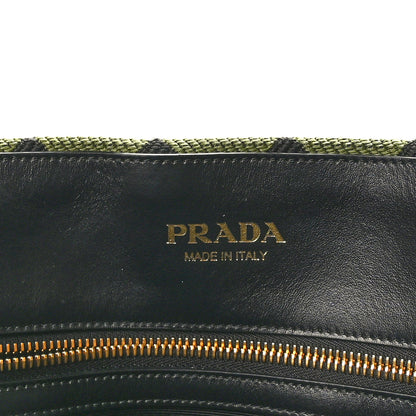 Prada Jacquard Saffiano Triangolo Symbole Embroidered Shopping Tote Black Edera 6 of 8