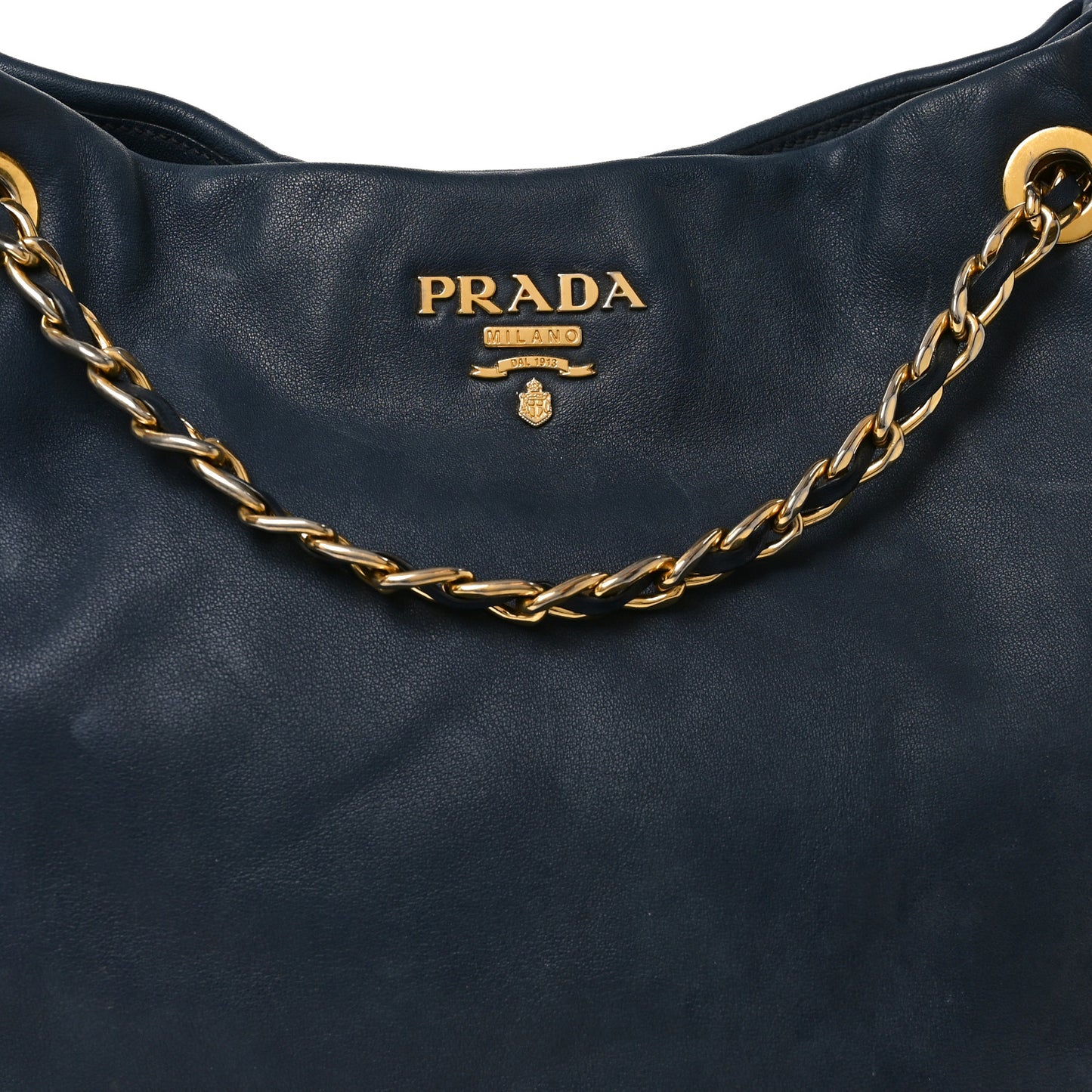 Soft Calf Chain Tote Blue