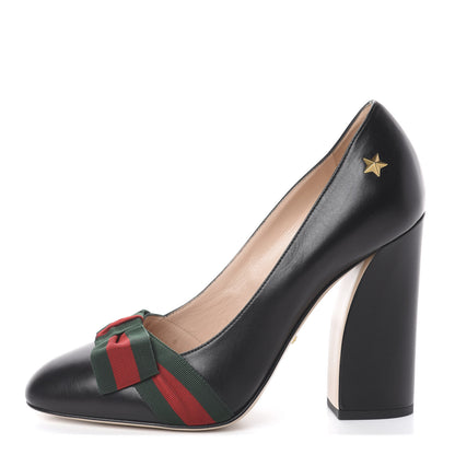 Gucci Calfkin Web Bow Pumps 40 Black 1 of 7
