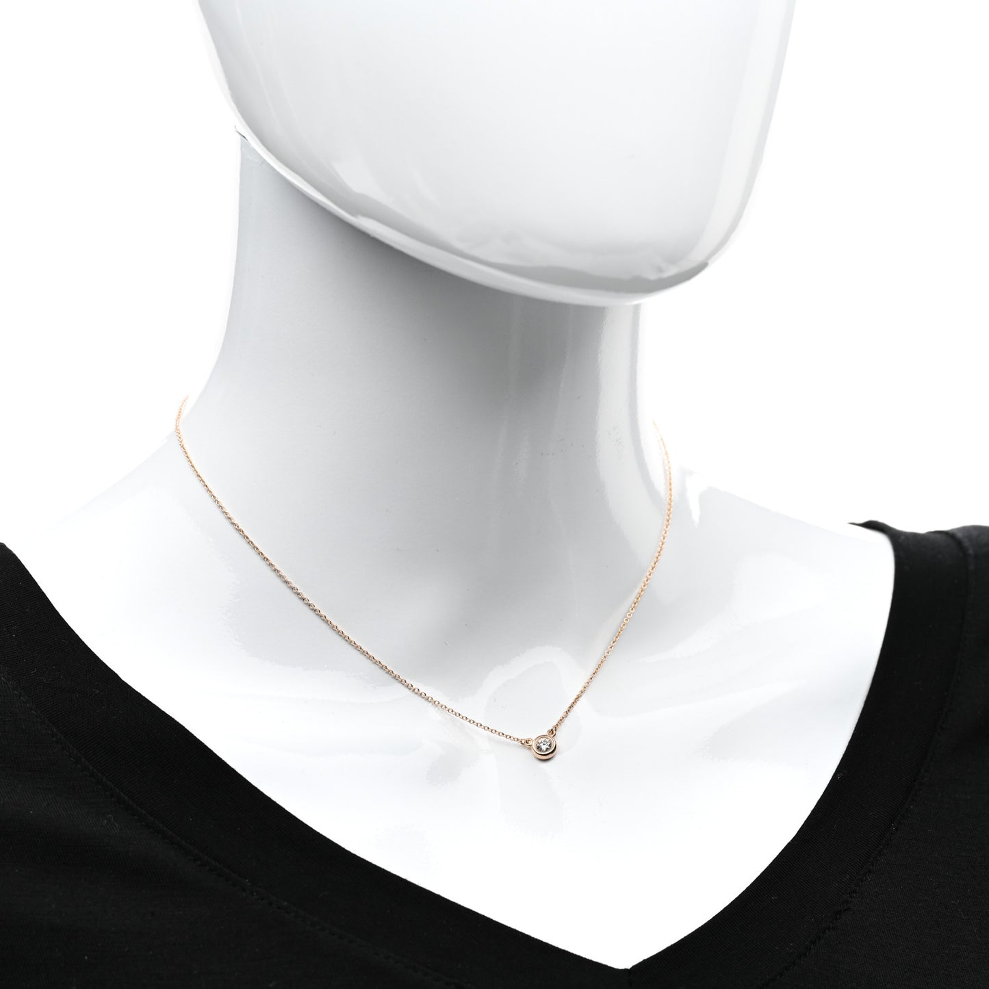 18K Rose Gold Diamond .17ct Elsa Peretti Diamonds by the Yard Pendant Necklace