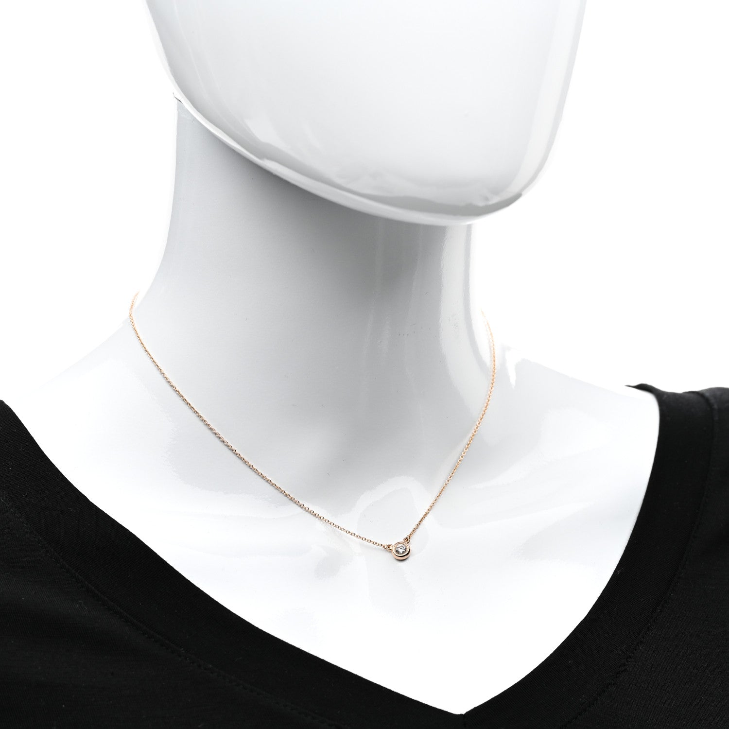 Tiffany 18K Rose Gold Diamond .17ct Elsa Peretti Diamonds by the Yard Pendant Necklace 2 of 5