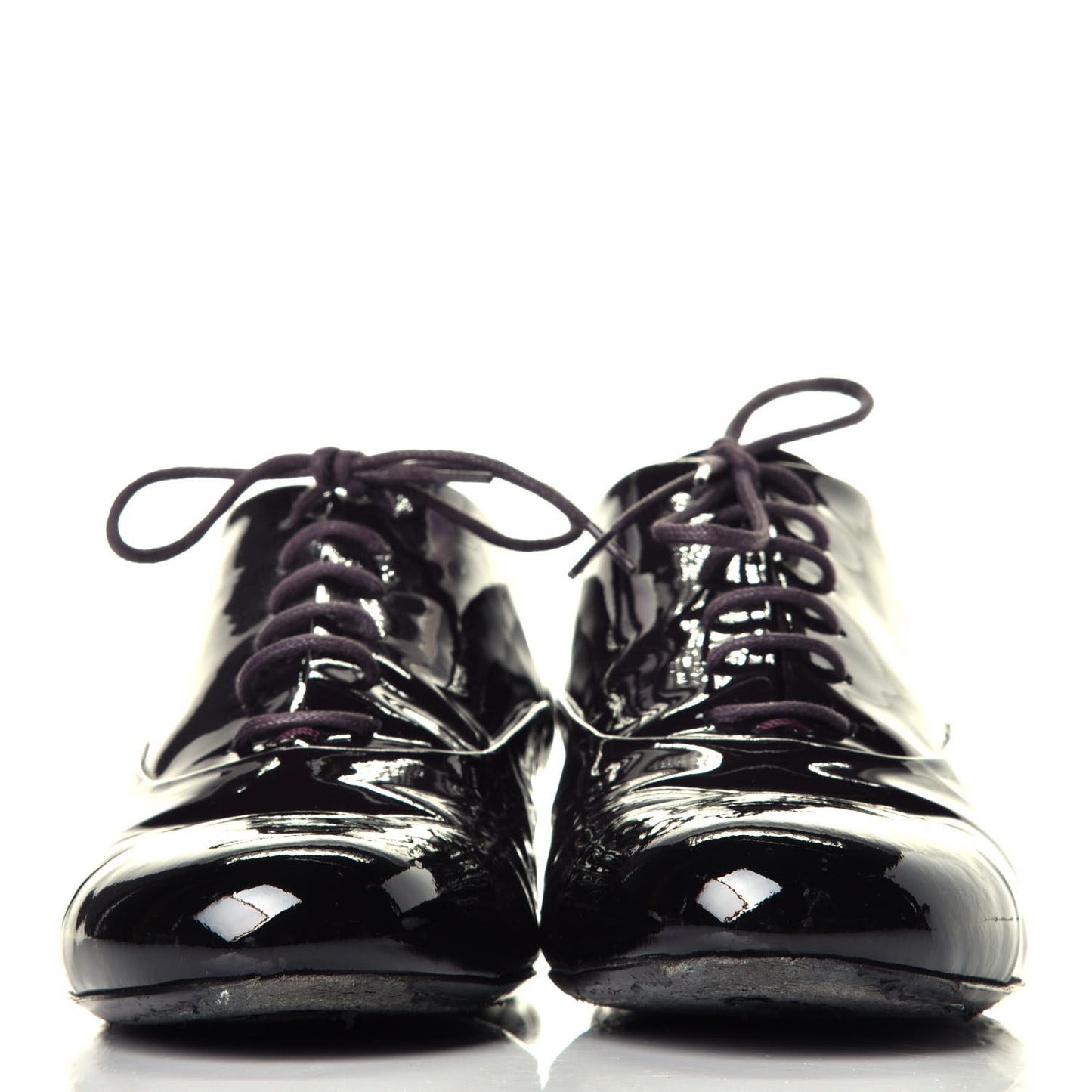 Patent Calfskin Pearl CC Lace Up Oxfords 39.5 Burgundy Black