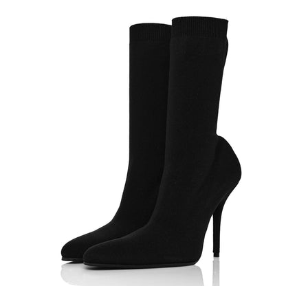 Balenciaga Jersey Crepe Round Toe Knife Booties 40 Black 3 of 7