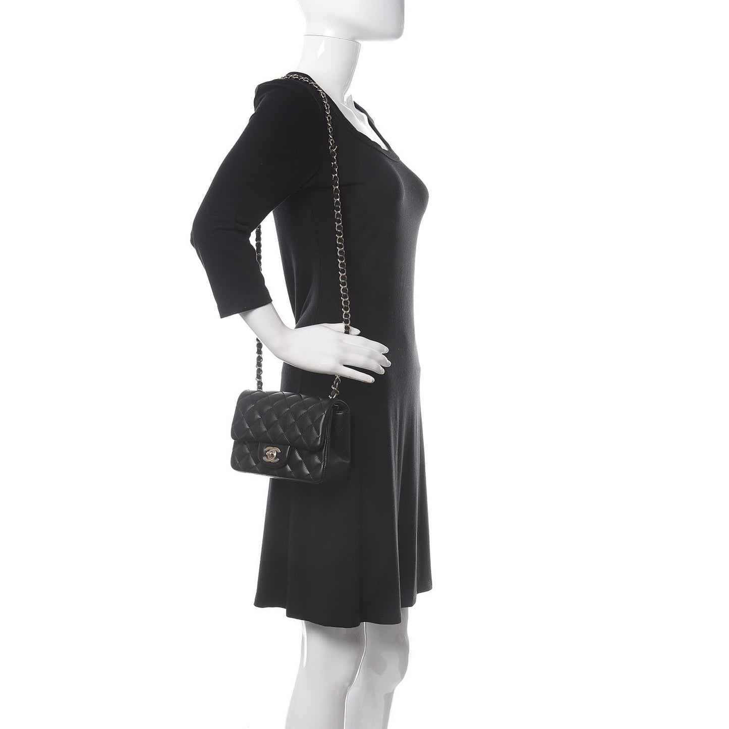 Lambskin Quilted Mini Square Flap Black