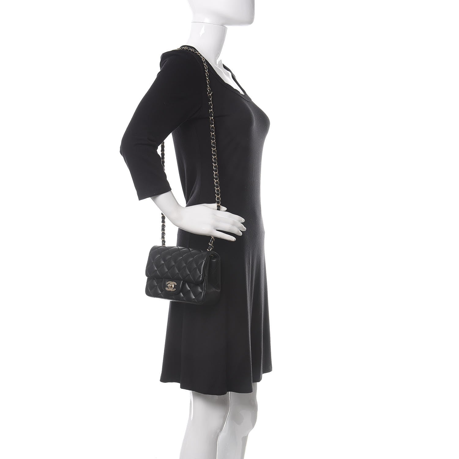 Chanel Lambskin Quilted Mini Square Flap Black 2 of 10