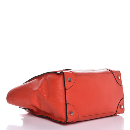 Celine Drummed Calfskin Mini Luggage Vermillion 4 of 12
