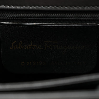 Salvatore Ferragamo Hammered Calfskin Small Iconic Top Handle Bag Black Black 6 of 11