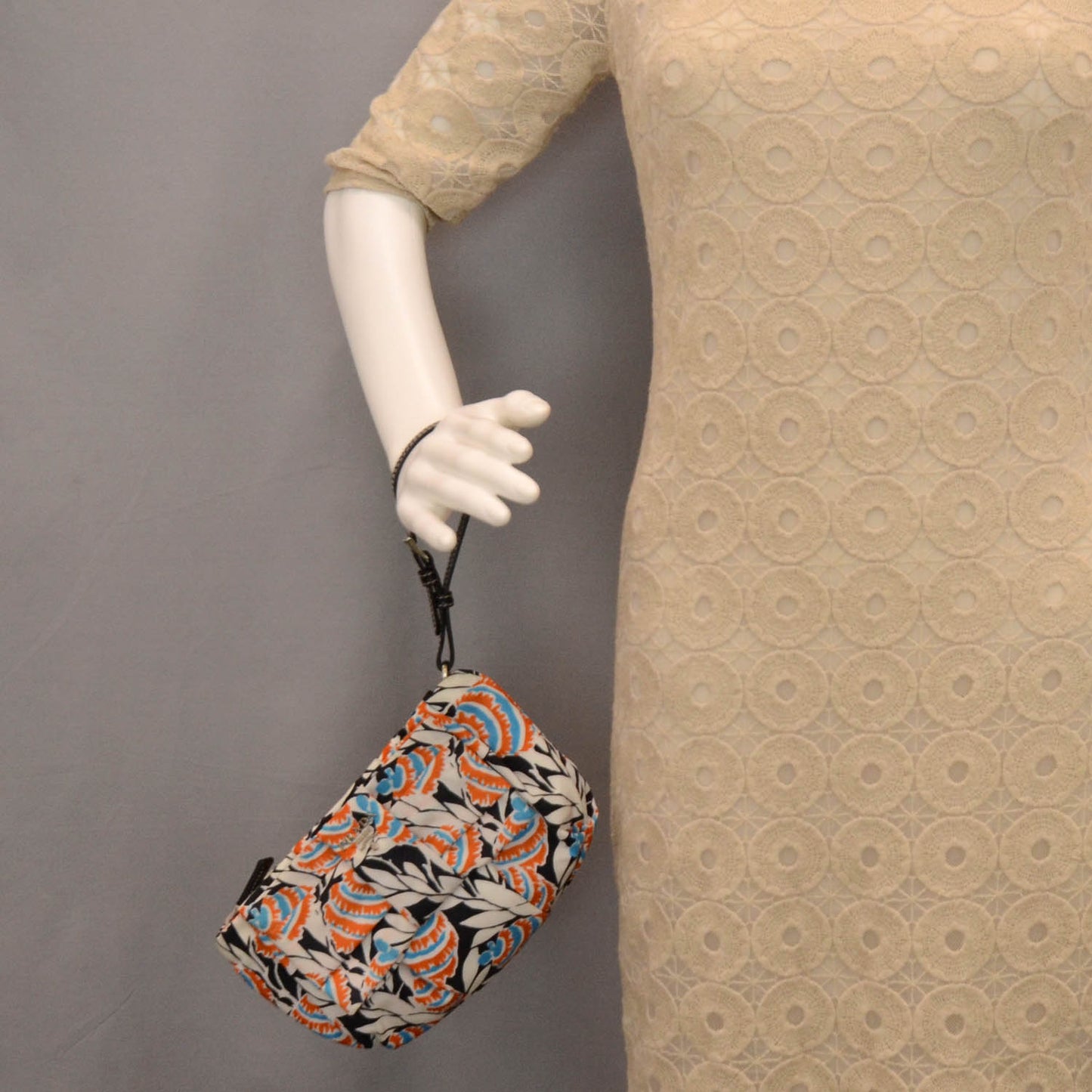 Tessuto Nylon Printed Clutch Wristlet Black Mimosa