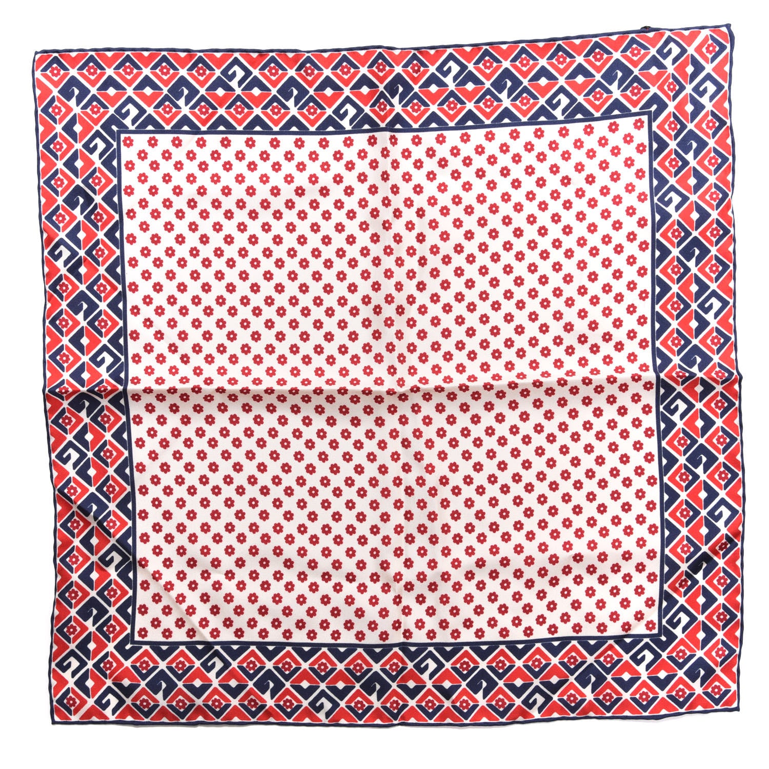 Gucci Silk Twill Plainmetric Square Scarf Ivory Blue 1 of 5