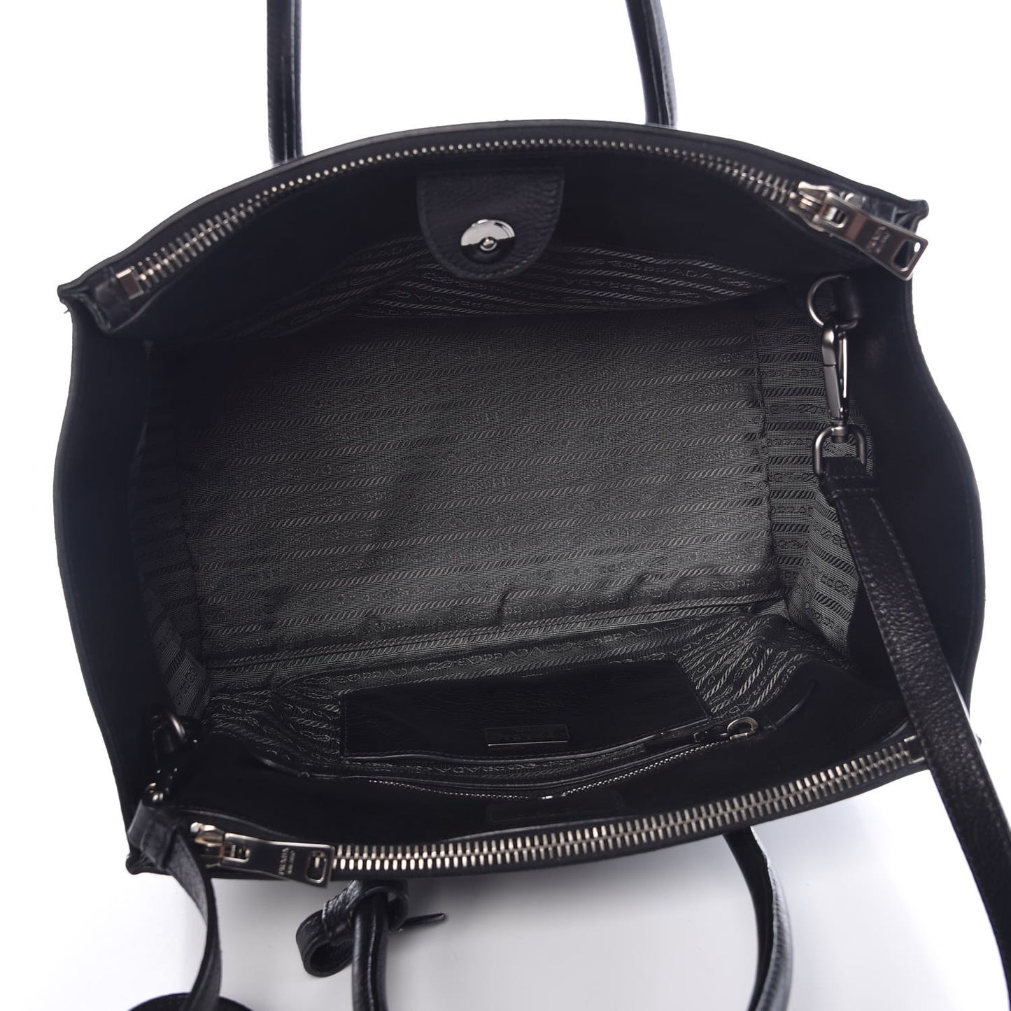 Glace Calf Twin Pocket Tote Black