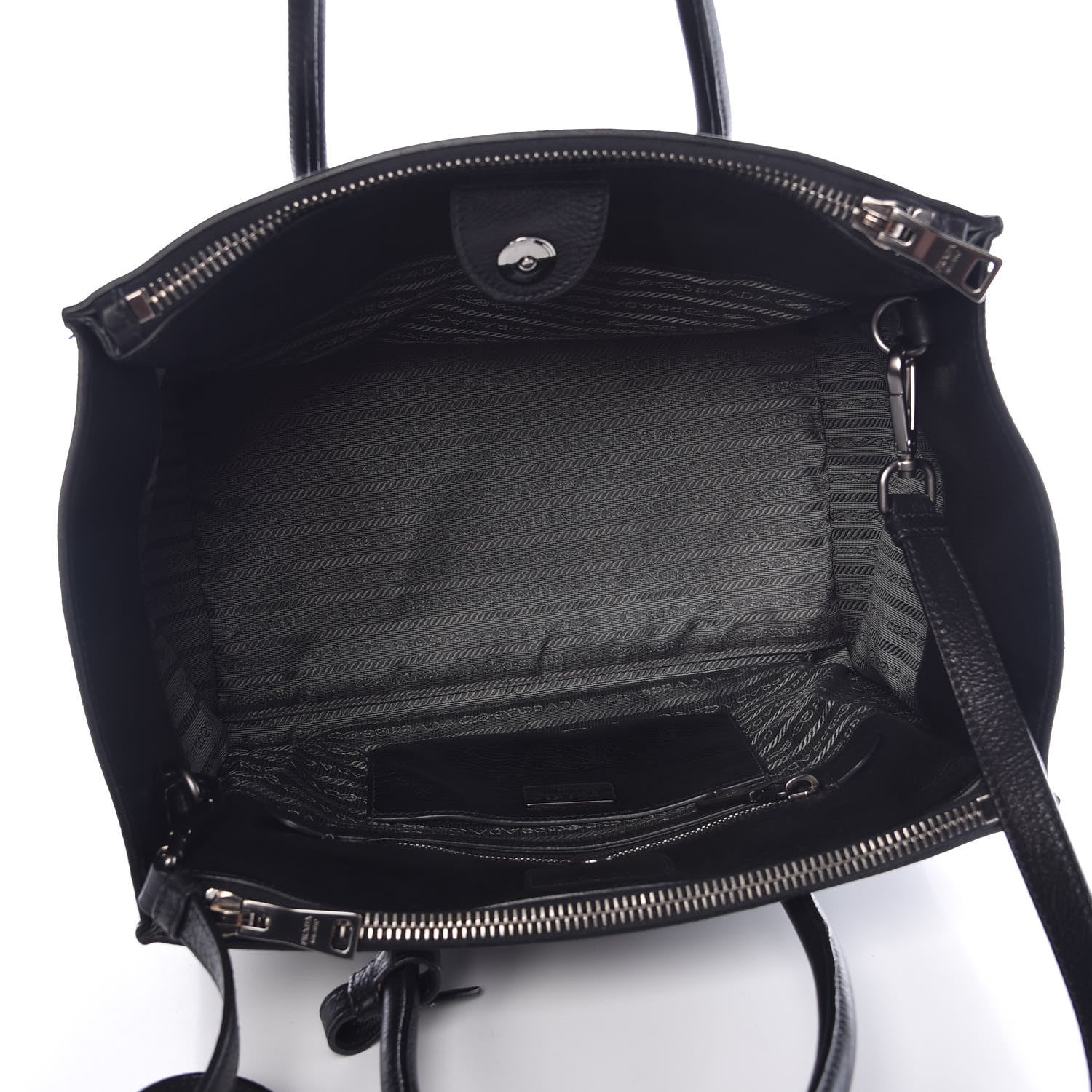 Prada Glace Calf Twin Pocket Tote Black 6 of 12