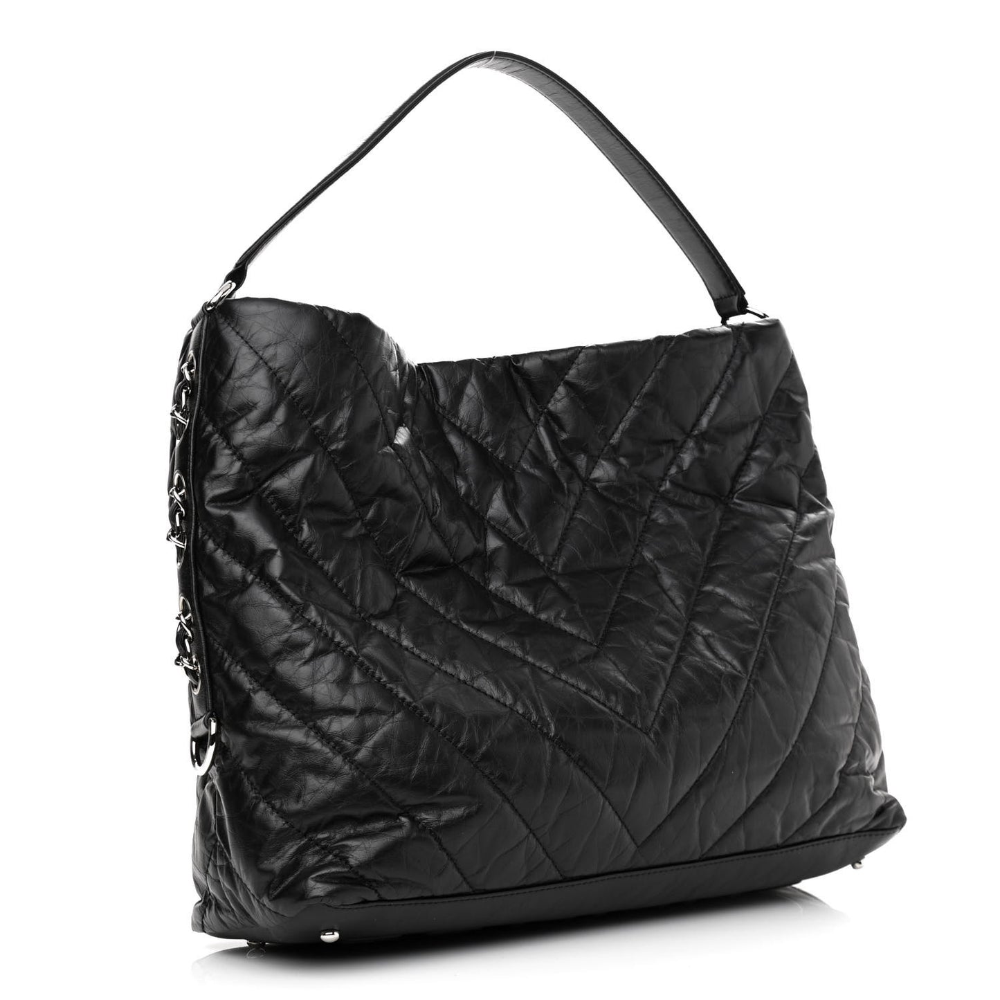 Aged Calfskin Chevron Small Big Bang Hobo Black