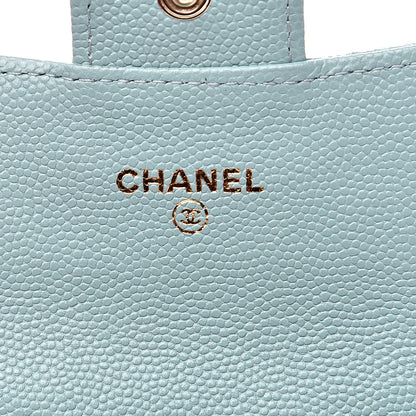 Chanel Caviar Quilted Flap Card Holder Wallet Light Blue 6 of 10