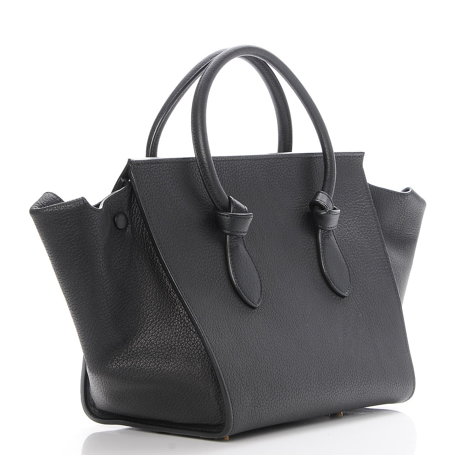 Crisped Calfskin Small Tie Knot Tote Black
