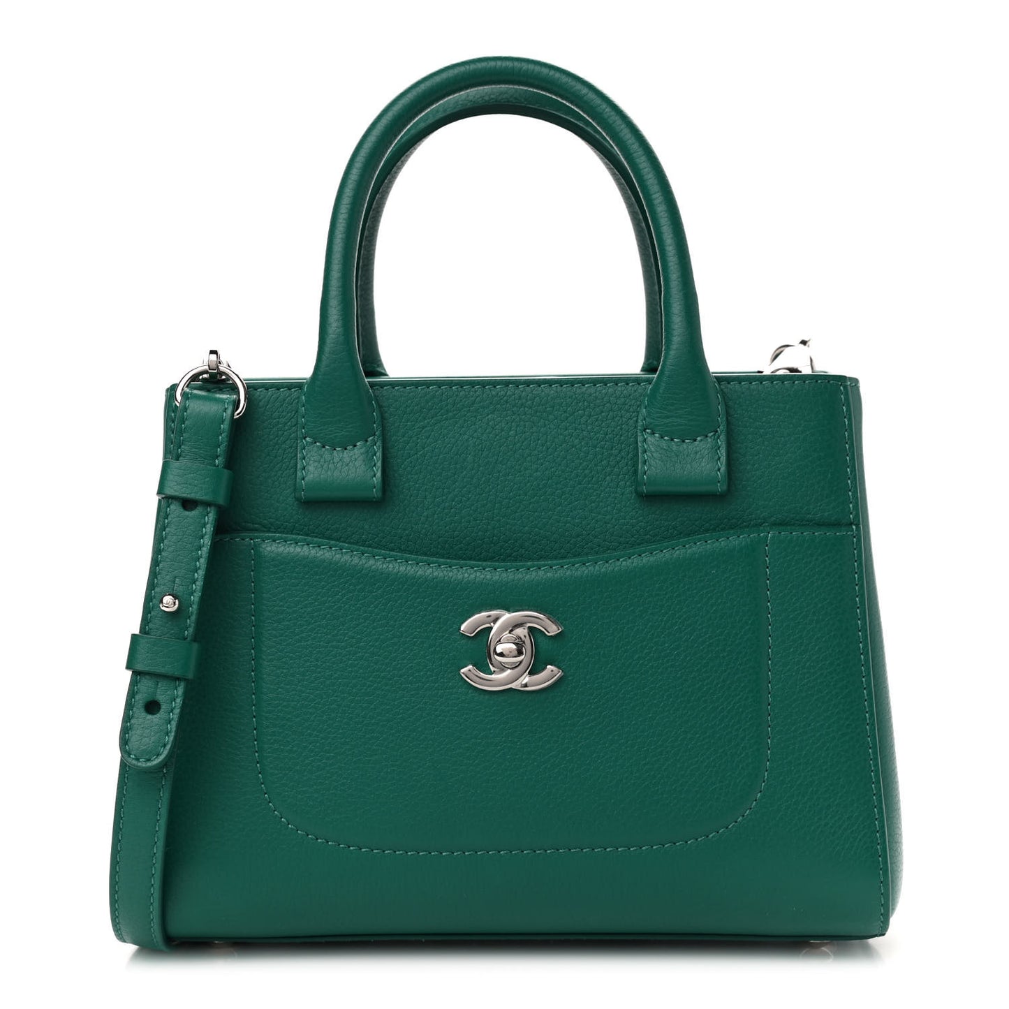 Grained Calfskin Mini Neo Executive Shopper Tote Green