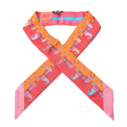 Hermes Silk Rocabar Twilly Orange Rouge Framboise 1 of 4