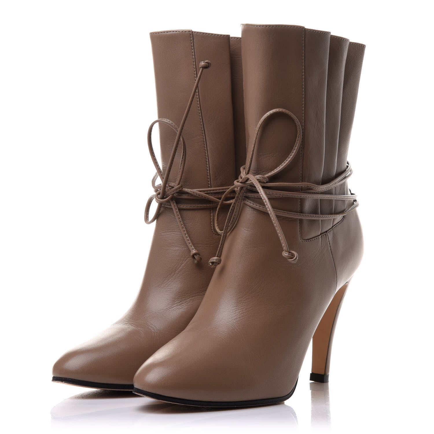 Gucci Malaga Kid Indya Bow Tie Ankle Boots 37 Mud 3 of 11